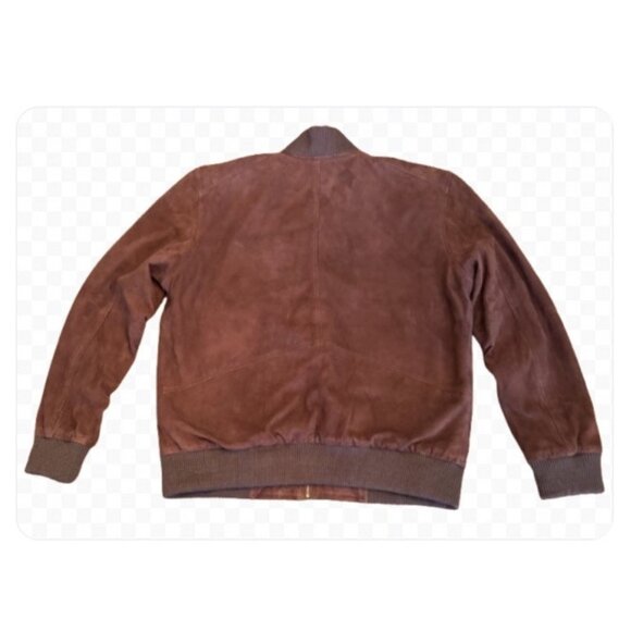 Vintage Suede Leather Rich Brown Bomber Jacket Men's L Coat - Picture 3 of 16